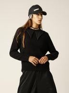 Maglione con colletto applicato
