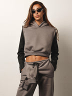 Felpa cropped con maniche giacca