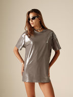 T-shirt lunga argentata