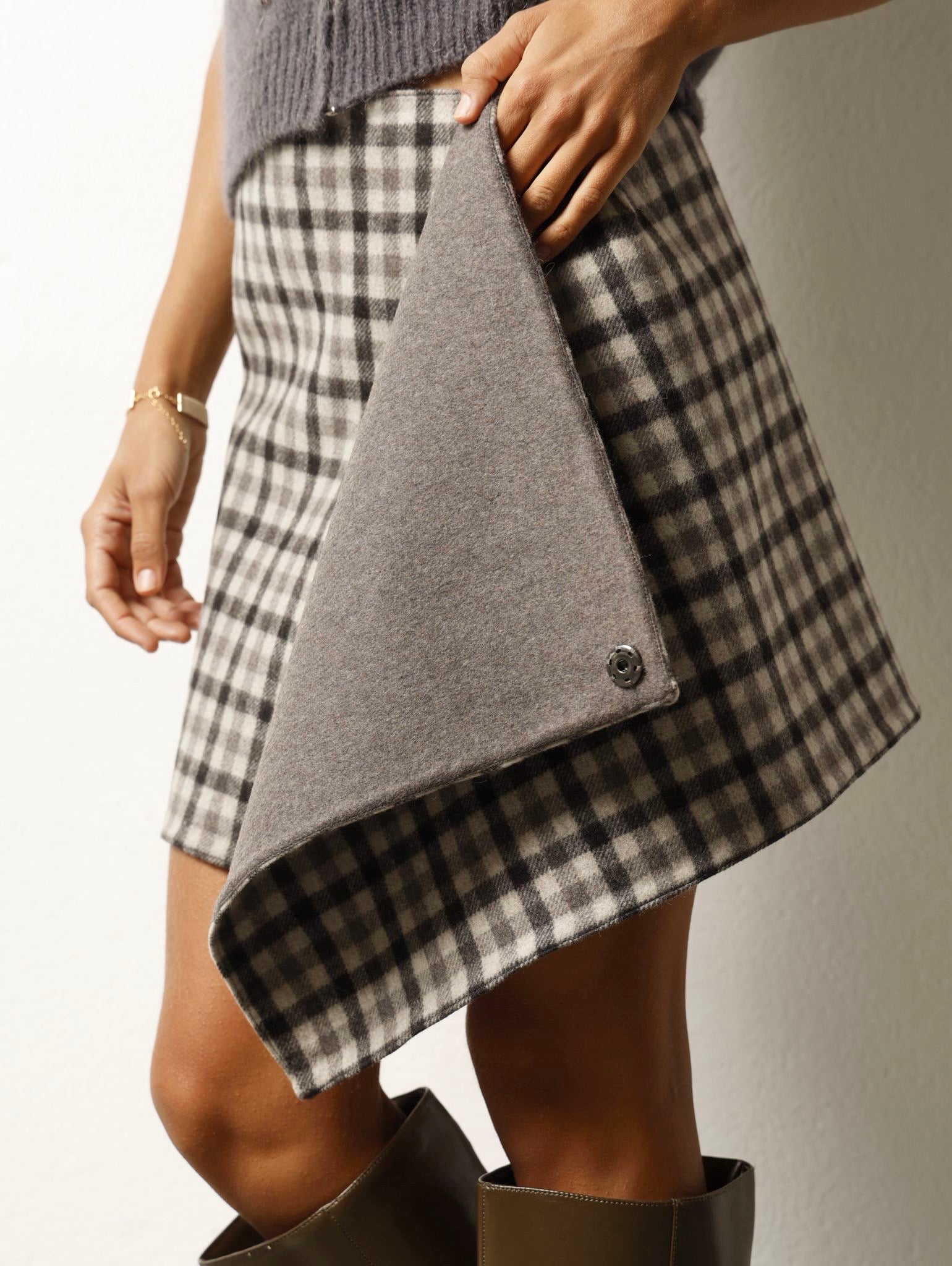 Gonna a portafoglio reversibile in lana