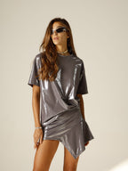 T-shirt lunga argentata