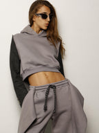 Felpa cropped con maniche giacca