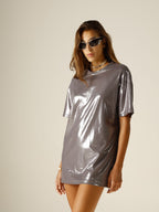 T-shirt lunga argentata