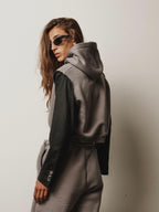 Felpa cropped con maniche giacca