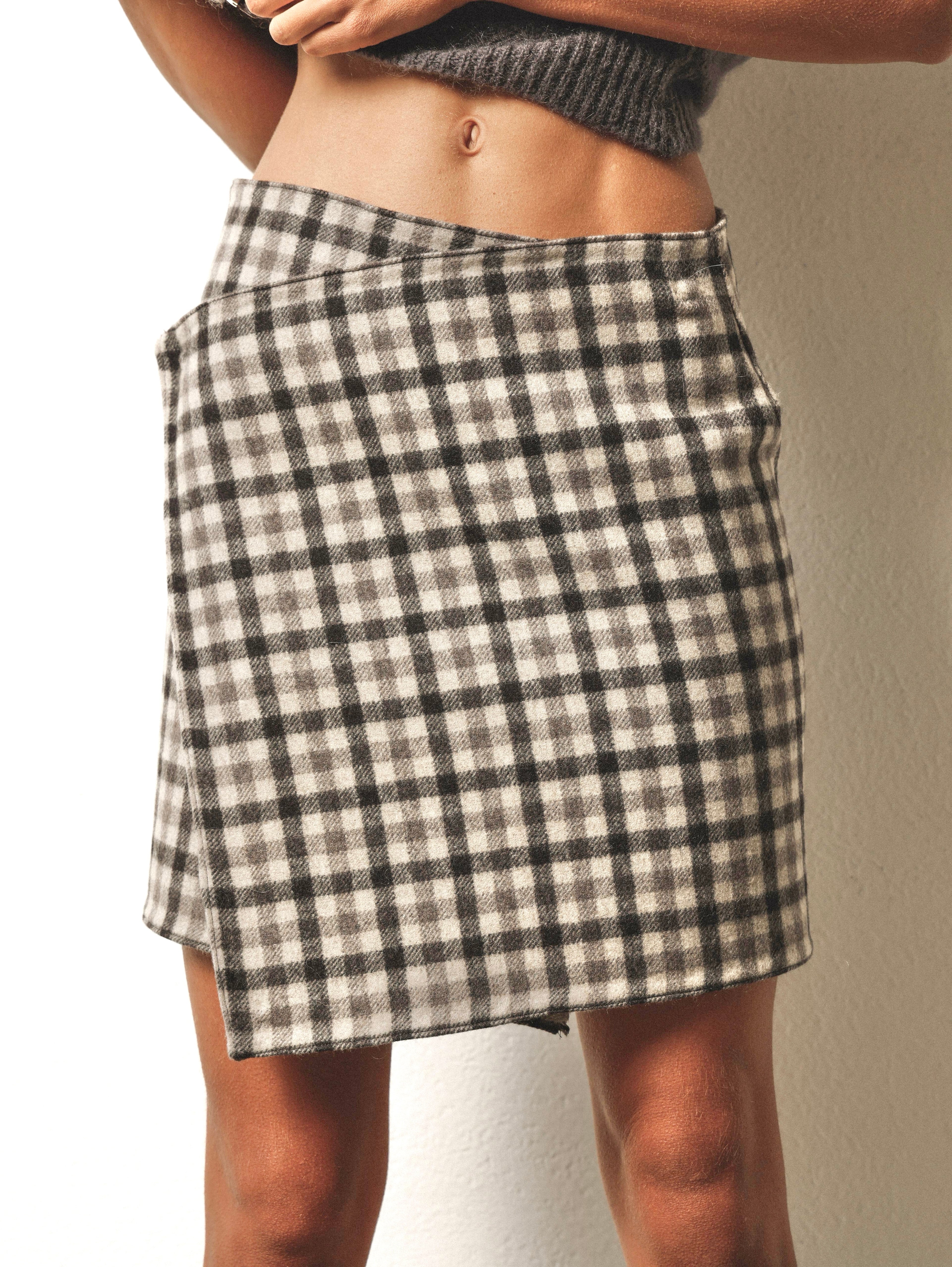 Gonna a portafoglio reversibile in lana