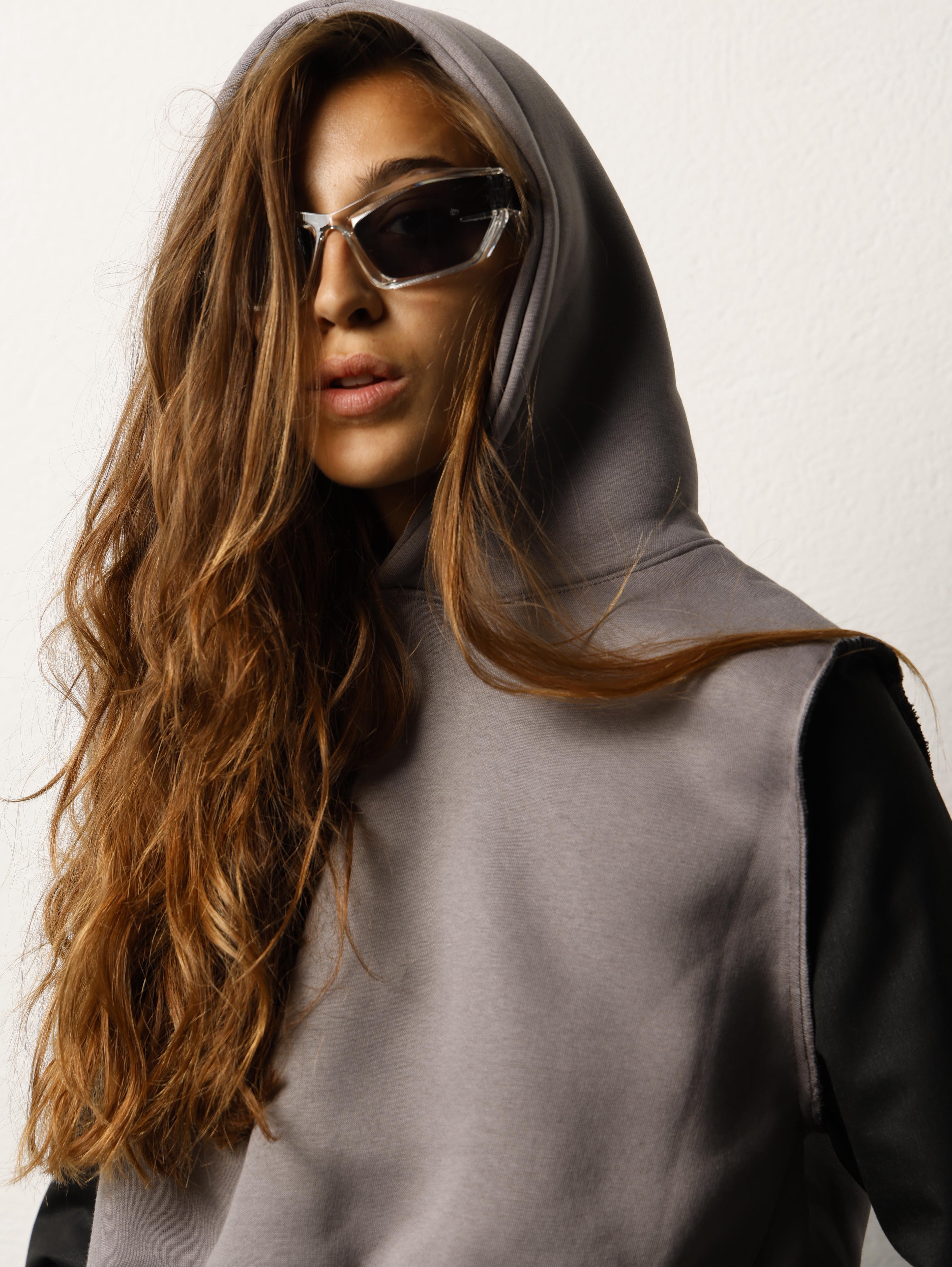 Felpa cropped con maniche giacca