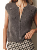 Maglione smanicato con strass