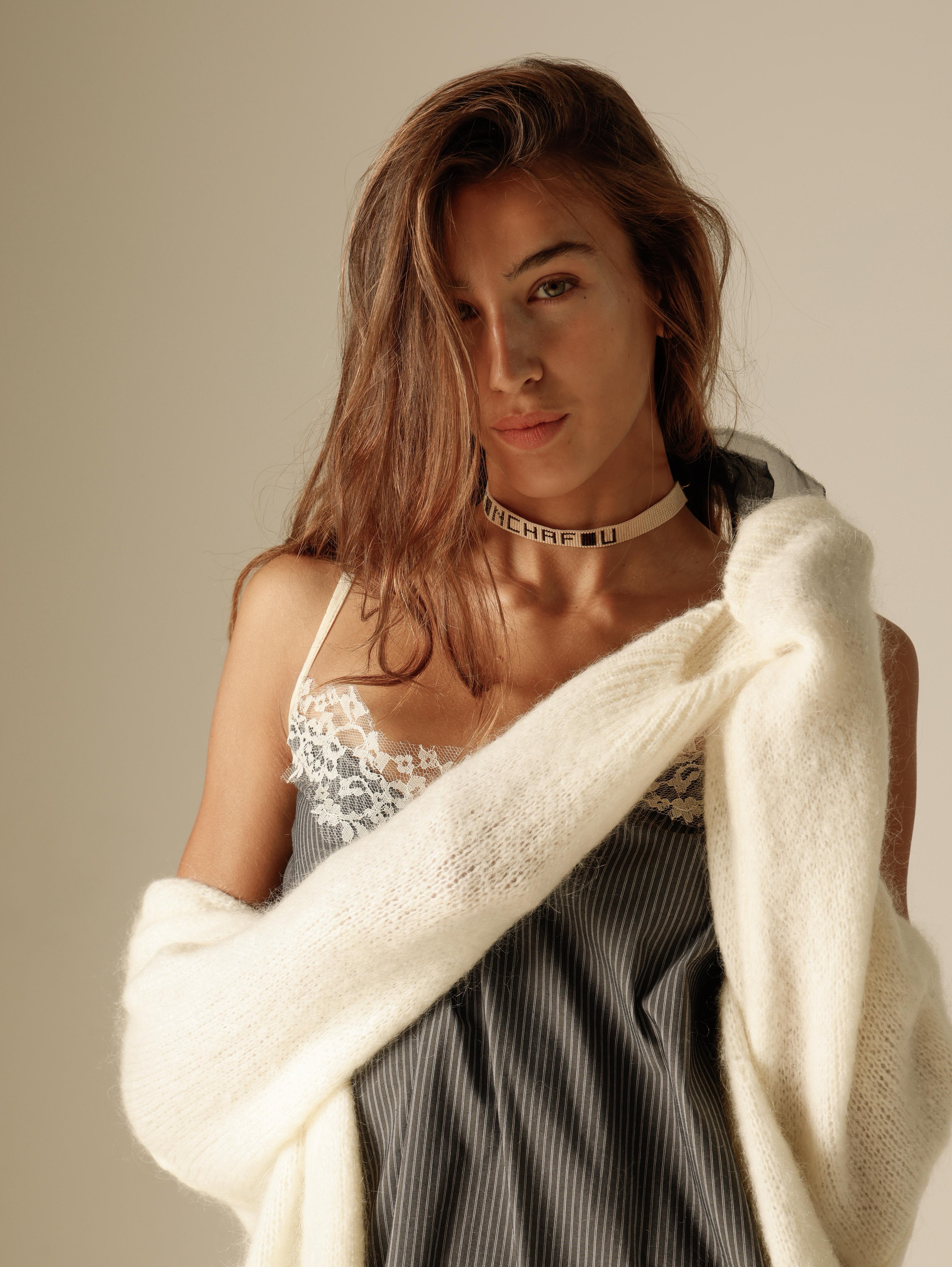 Cardigan in mohair con bottoni automatici